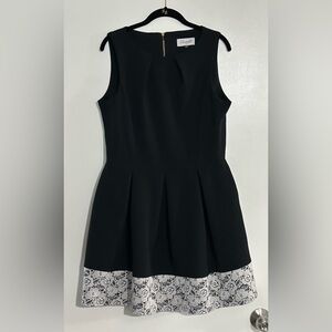 Closet London Black and White Lace Fit and Flare Dress Like New US 12 / UK 16